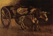 Vincent Van Gogh Cart With red and White Ox (nn04) oil on canvas